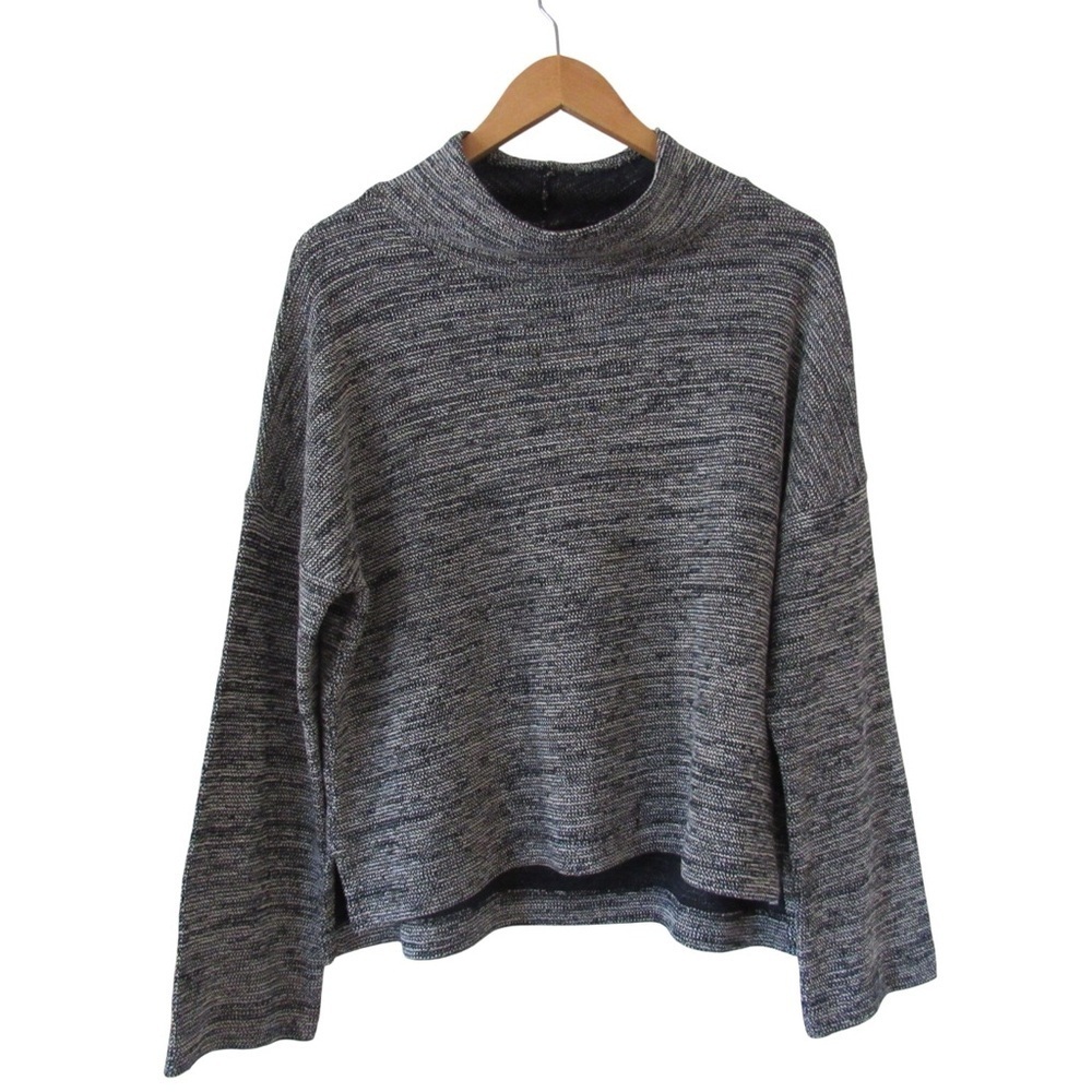 Madewell Mockneck Pullover Top XL Gray Marled Long Sleeves Minimalist Classic